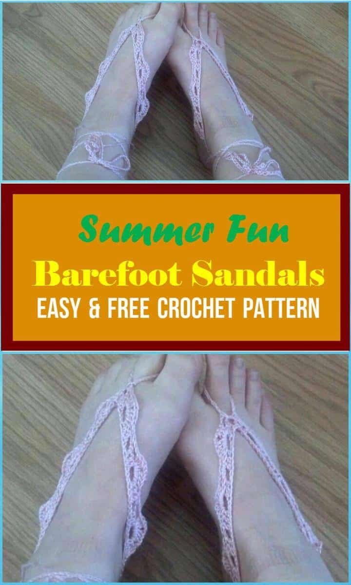 Summer Fun Barefoot Sandals Easy  Free Crochet Pattern